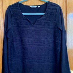 Liz Claiborne Black Cotton Blend Textured Knit Pullover Sweater Top Sz: L